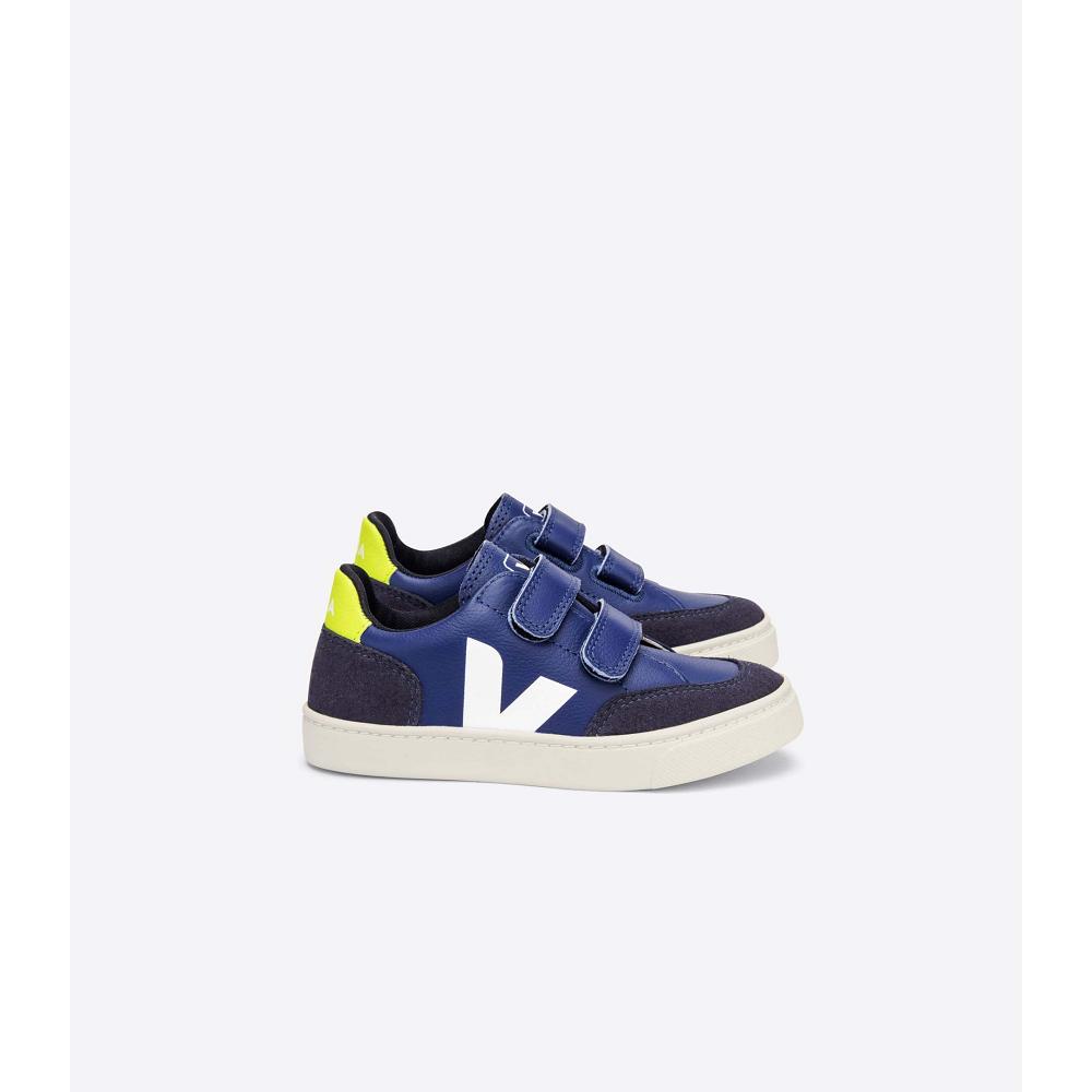 Veja V-12 CHROMEFREE Kids\' Sneakers Navy | NZ 882GSO